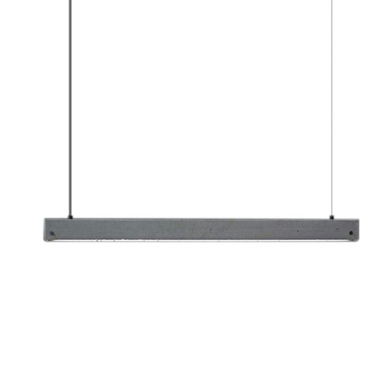 Sleek Grey Rectangular Suspension Lighting: Simplicity 1-Head Cement Ceiling Light For Office