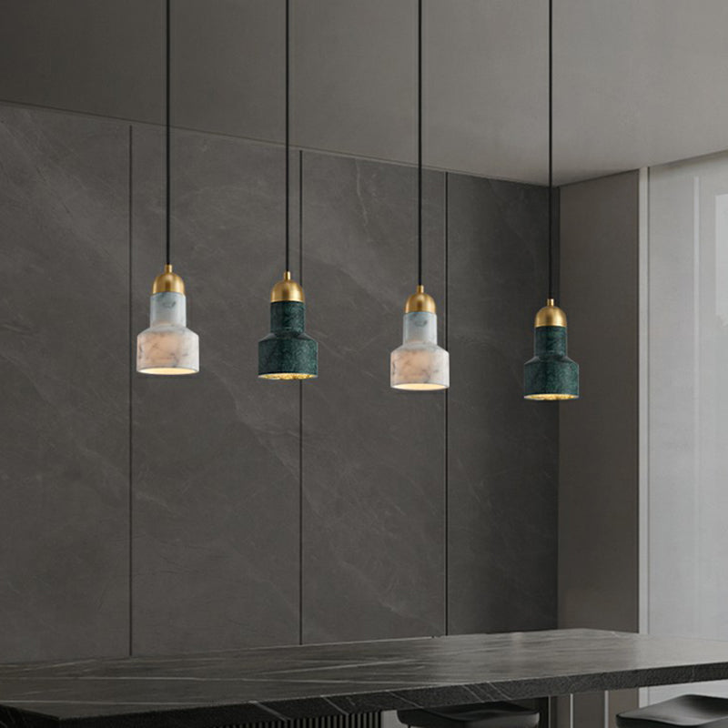 Postmodern Marble Pendant Lamp With Down Lighting - Single-Bulb Ceiling Hang Fixture For Table