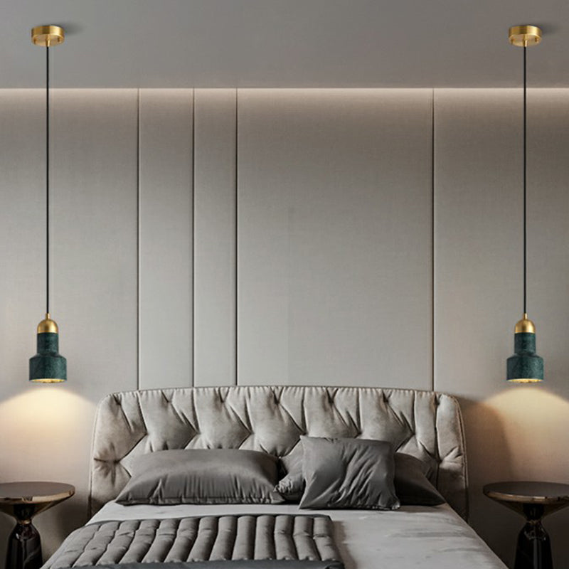 Postmodern Marble Grenade Pendant With Single Bulb For Stylish Table Lighting