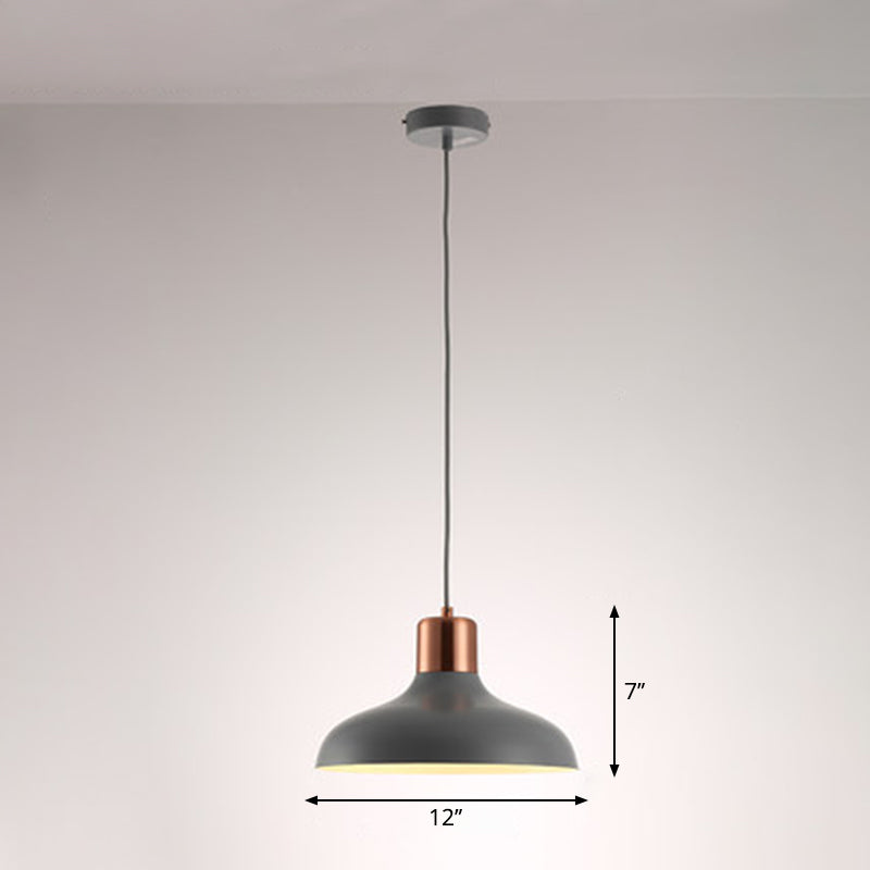 Bowl-Shaped Restaurant Pendant Light - Metal Construction Macaron Suspension Design With 1 Bulb
