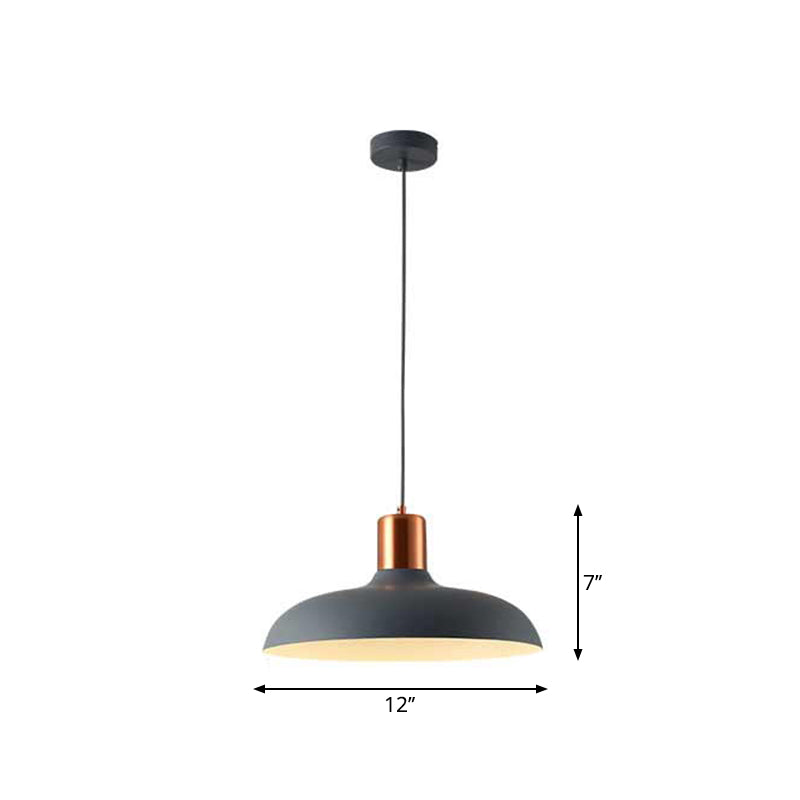 Bowl-Shaped Restaurant Pendant Light - Metal Construction Macaron Suspension Design With 1 Bulb