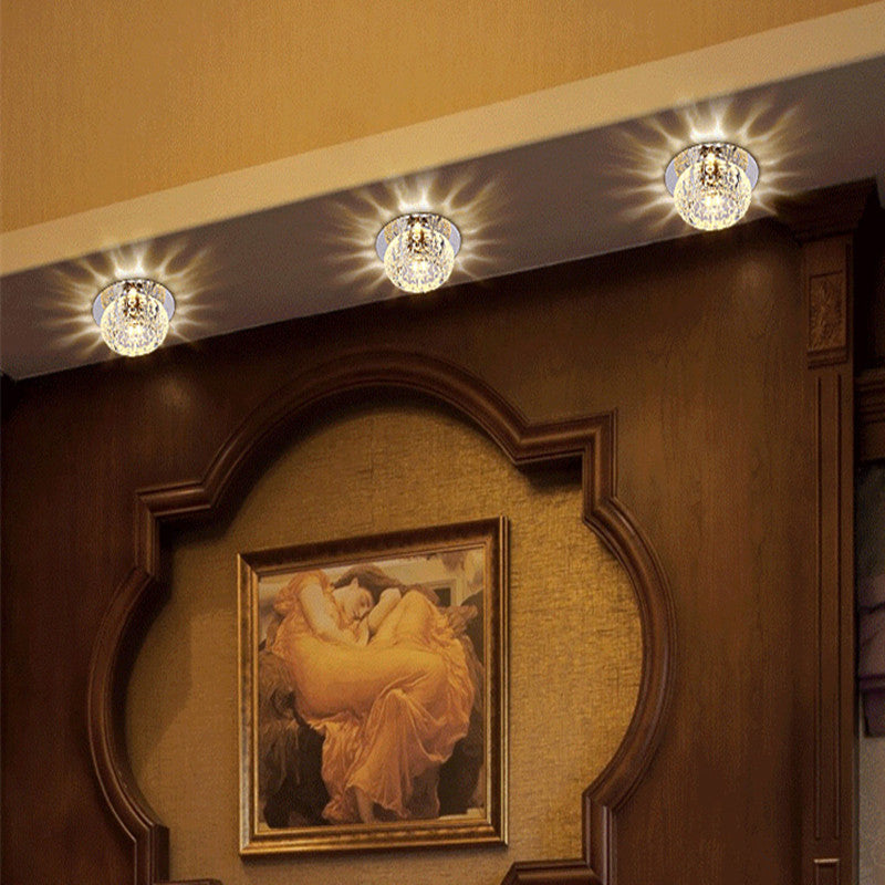 Led Mini Spotlight Ceiling Light With Elegant Crystal Shade - Perfect For Living Room Décor
