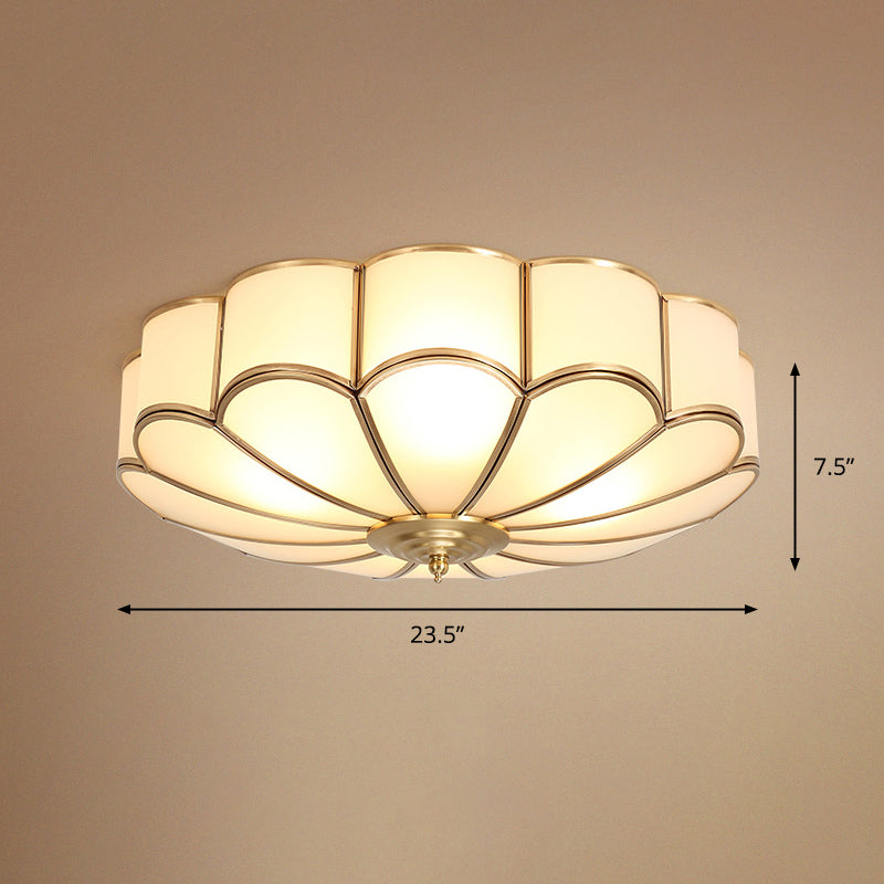 Gold Chrysanthemum Traditional Glass Flush Mount Ceiling Light For Bedroom 6 /