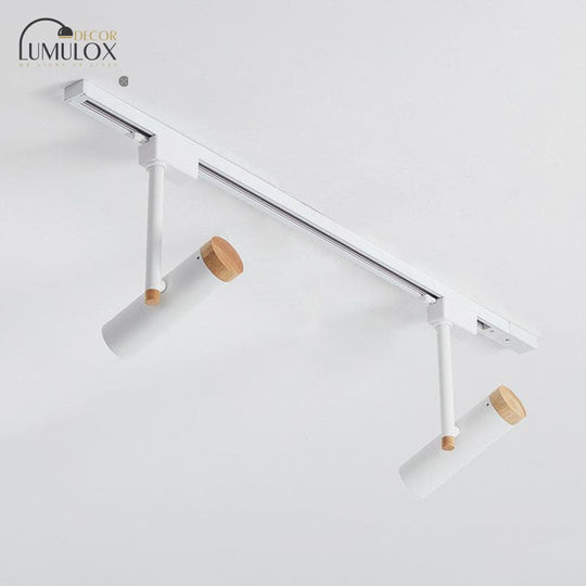 Nordic Tubular Metallic Spotlight With Wood Cap 2 / White Ceiling Lamp