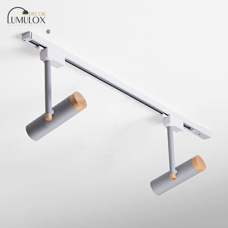Nordic Tubular Metallic Spotlight With Wood Cap 2 / Grey Ceiling Lamp