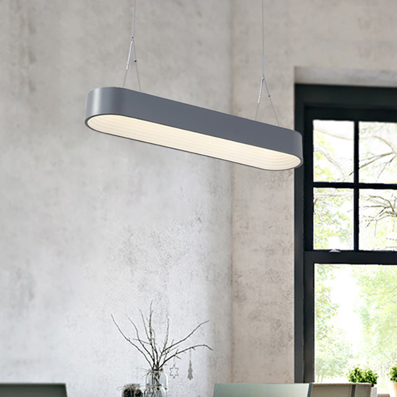 Modern Metal Rectangle Chandelier Lighting With Led - 33.5/47 Wide White/Grey Hanging Pendant Kit