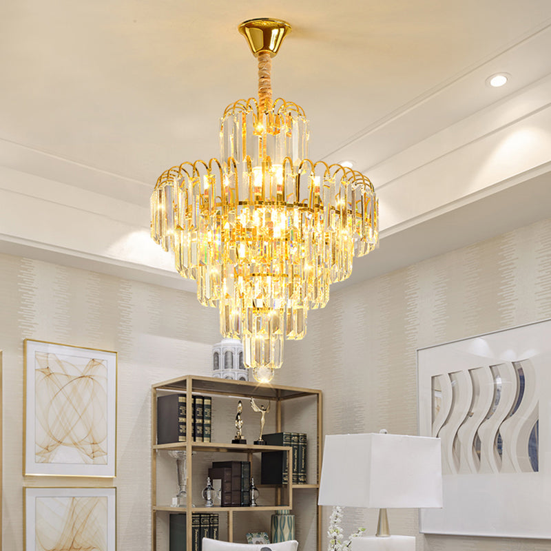 K9 Crystal Cone Shaped Hanging Light: Modern & Luxurious Chandelier For Restaurants