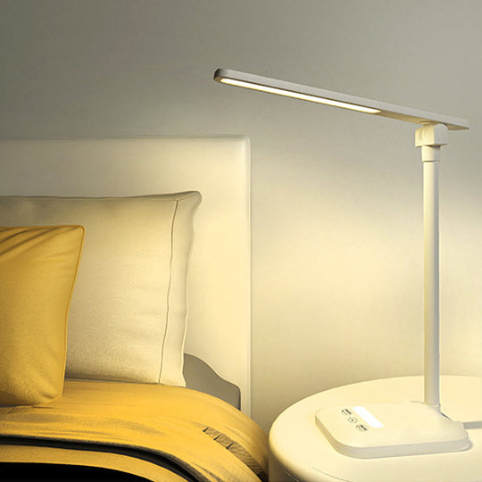 Modern Simple Led Desk Lamp For Reading With 5W Bedside Lighting In White - Usb/Plug-In Option