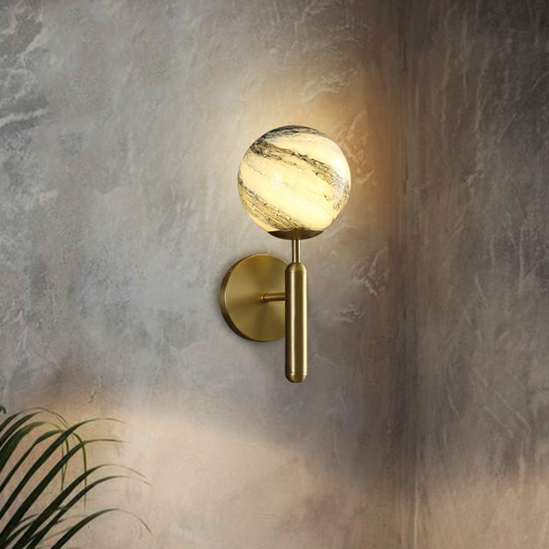 Modern Glass Ball Wall Mount Light With Brass Finish Perfect Sconce Lamp For Living Room