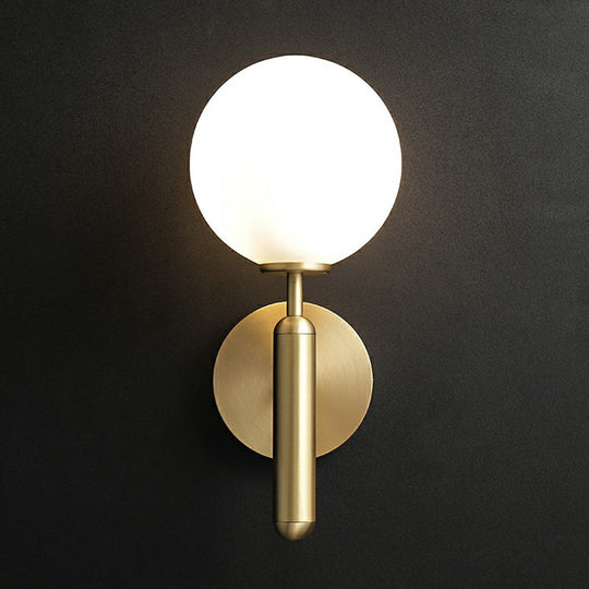 Modern Glass Ball Wall Mount Light With Brass Finish Perfect Sconce Lamp For Living Room