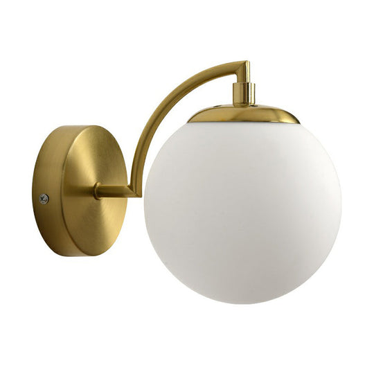 Simple Style Glass Wall Mounted Light With Brass Finish - Spherical Stairway Lighting Fixture (1