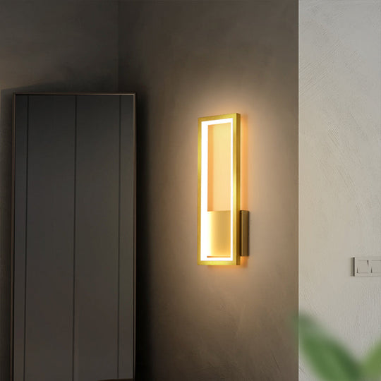 Sleek Rectangle Led Wall Sconce Minimalist Metal Foyer Mount Light
