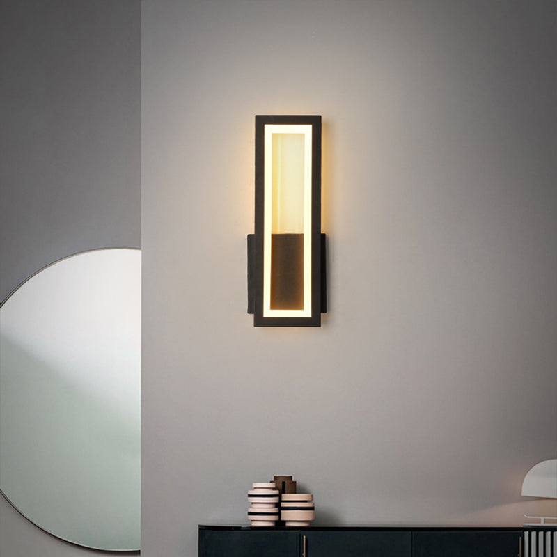Sleek Rectangle Led Wall Sconce Minimalist Metal Foyer Mount Light