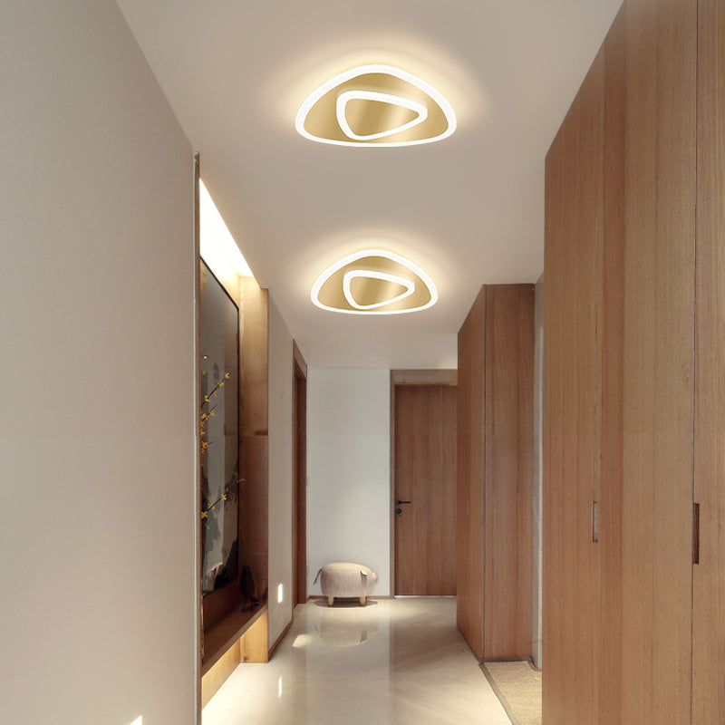 Modern Golden Geometric Flushmount Ceiling Light With Acrylic Led For Stairs Gold / Warm Triangle