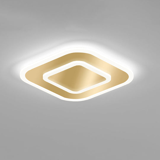 Modern Golden Geometric Flushmount Ceiling Light With Acrylic Led For Stairs Gold / White Square