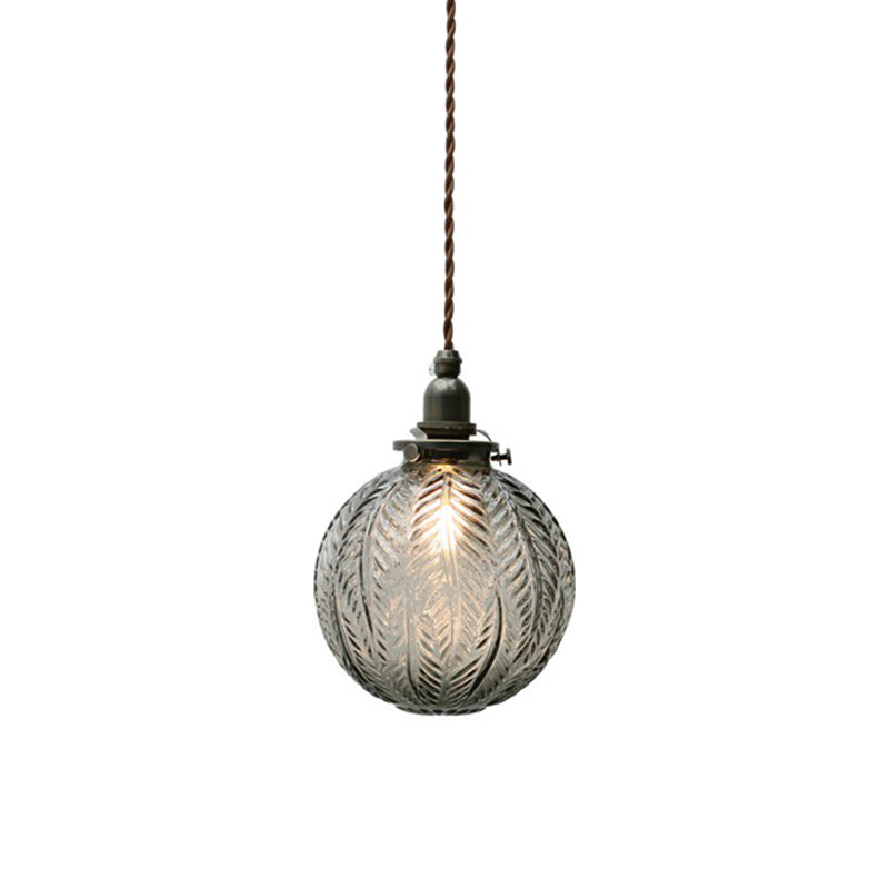Nordic Glass Orb Mini Pendant Lighting - Textured Finish Sleek Black Design Ideal For Bedroom