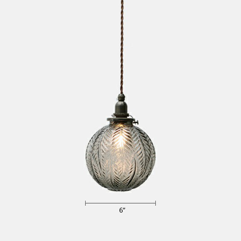 Nordic Glass Orb Mini Pendant Lighting - Textured Finish Sleek Black Design Ideal For Bedroom