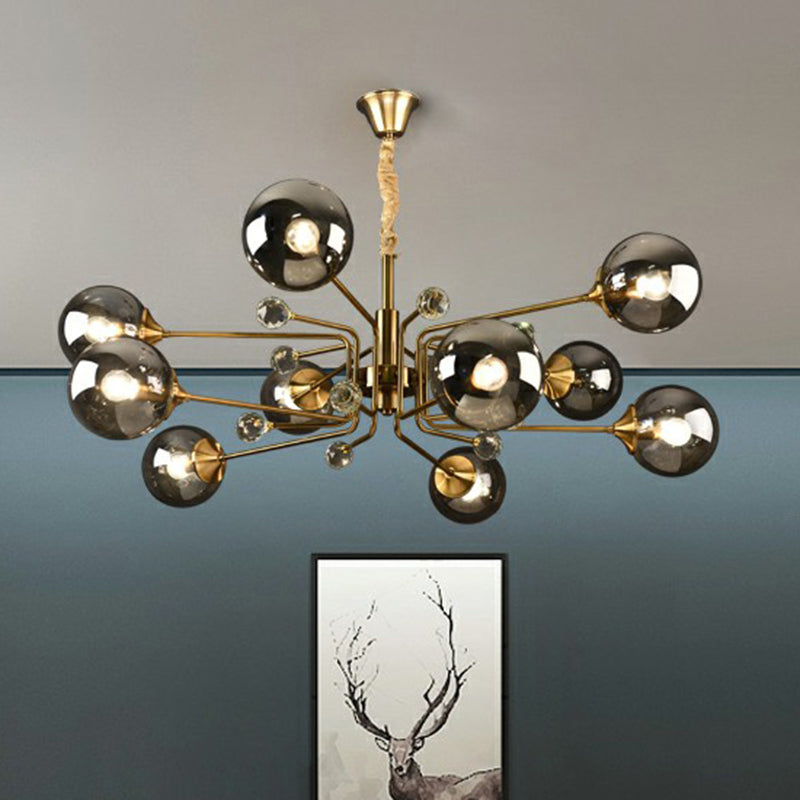 Post-Modern Glass Ceiling Light: Brass Modo Hanging Chandelier For Living Room