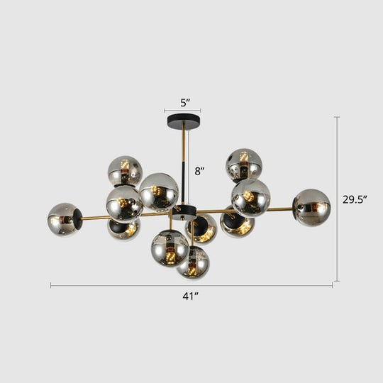 Sleek Black-Brass Spherical Chandelier – Nordic Glass Ceiling Suspension Lamp For Dining Room 12