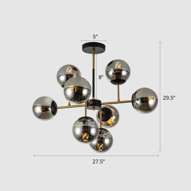 Sleek Black-Brass Spherical Chandelier – Nordic Glass Ceiling Suspension Lamp For Dining Room 8 /