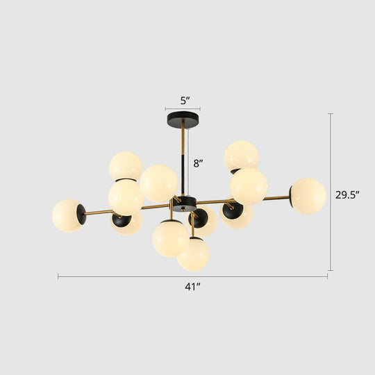 Sleek Black-Brass Spherical Chandelier – Nordic Glass Ceiling Suspension Lamp For Dining Room 12