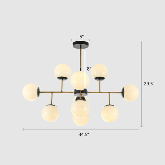 Sleek Black-Brass Spherical Chandelier – Nordic Glass Ceiling Suspension Lamp For Dining Room 10