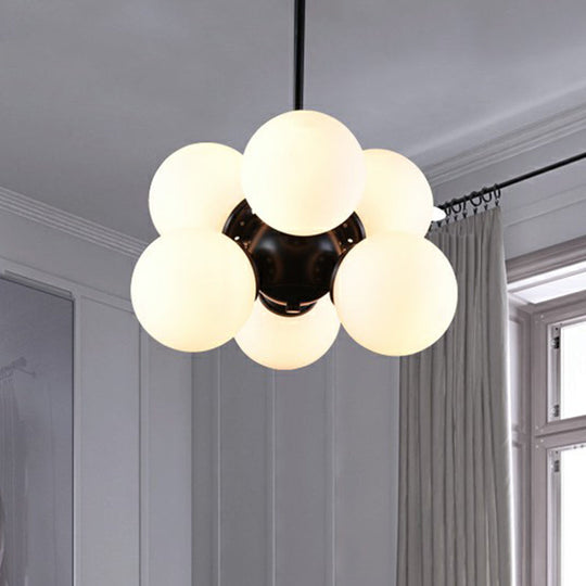 Nordic Glass Pendant Chandelier - 6 Bulbs Black Perfect For Bedroom