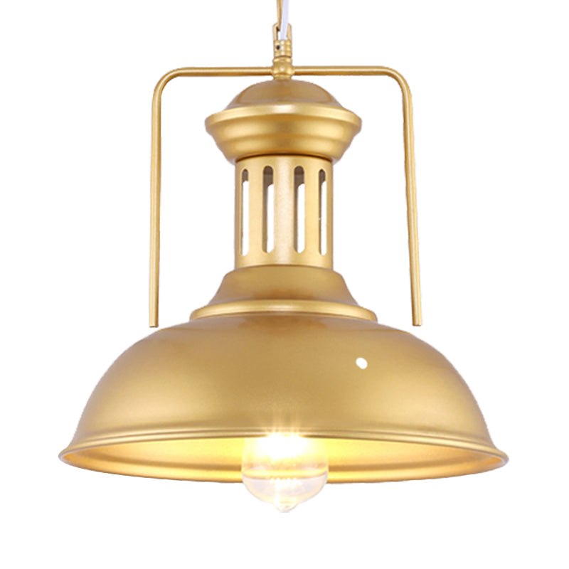 Industrial Barn Shade Pendant Light - 13’/16’ Wide Gold Finish Metal Hanging Lamp
