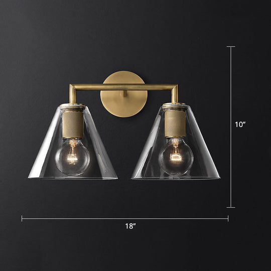 Minimalistic Brass Wall Sconce With Clear Glass For Bedside Lighting 2 /