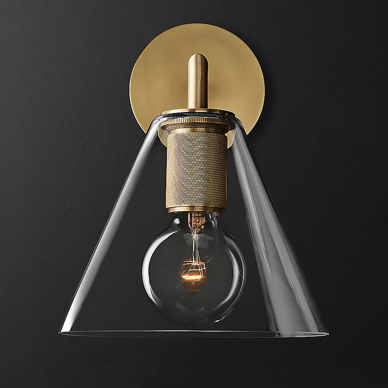 Minimalistic Brass Wall Sconce With Clear Glass For Bedside Lighting