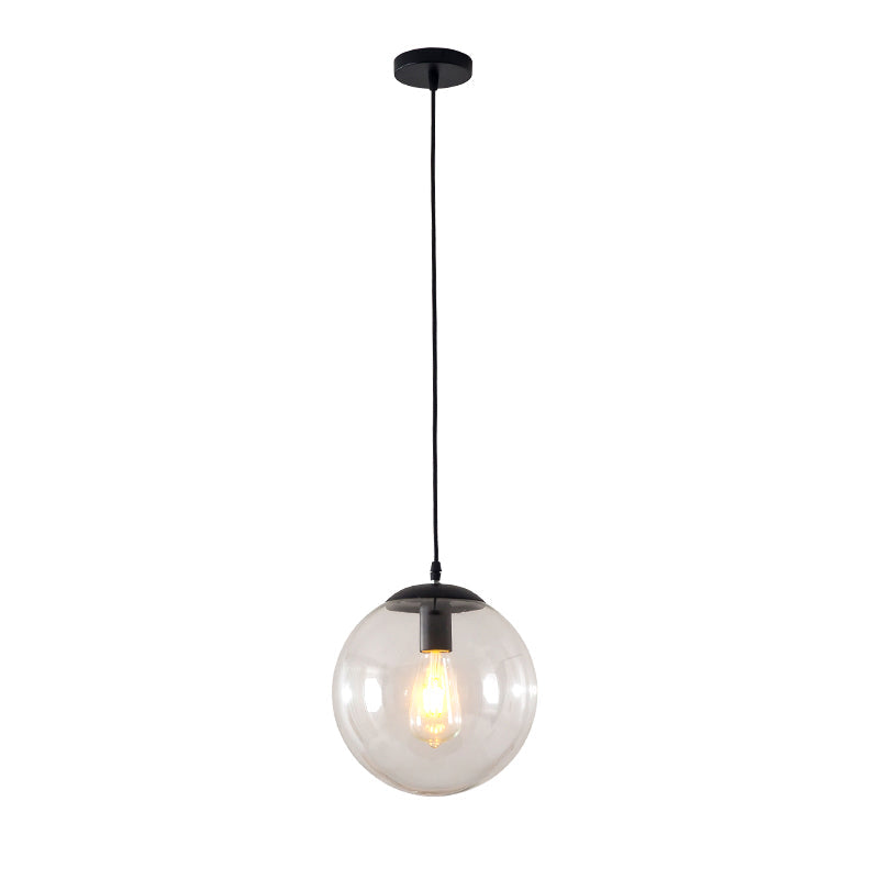 Minimalist 1-Head Glass Pendant Lamp For Restaurants With Sphere Shade
