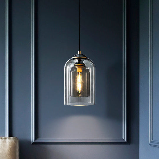 Nordic Glass Dome Pendant Light - 2-Shade 1-Light Bedside Fixture