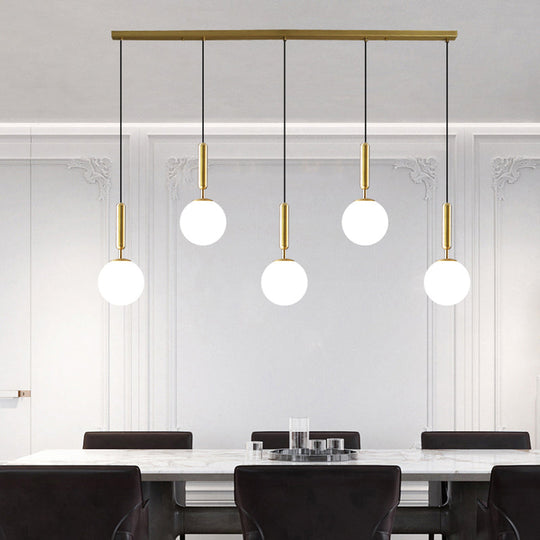 Sleek Brass Ball Pendant Light For Open Kitchen Simplicity Glass Ceiling Fixture 5 / White