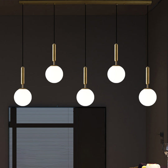 Sleek Brass Ball Pendant Light For Open Kitchen - Simplicity Glass Ceiling Fixture