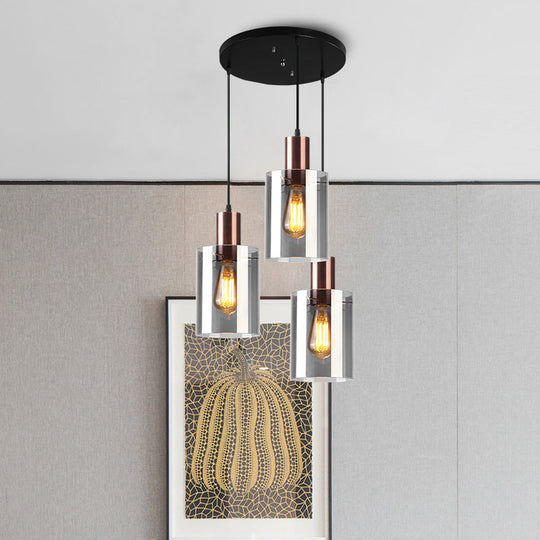 Modern Rose Gold Cluster Pendant Light With Smoked Glass Ideal For Restaurants