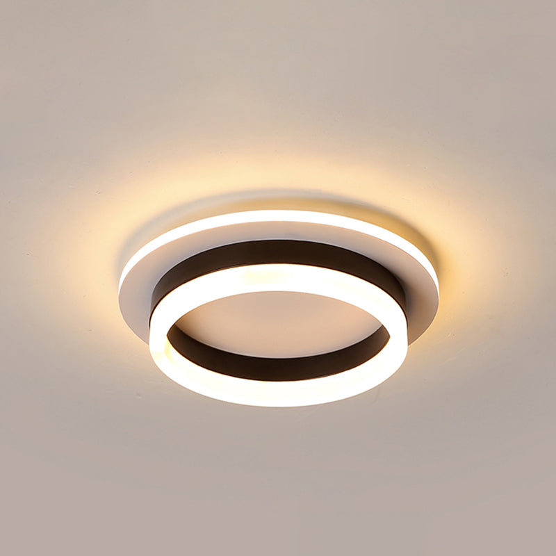 Compact Metal Led Flush Mount Ceiling Light With Acrylic Diffuser - Minimalist Design Black - White