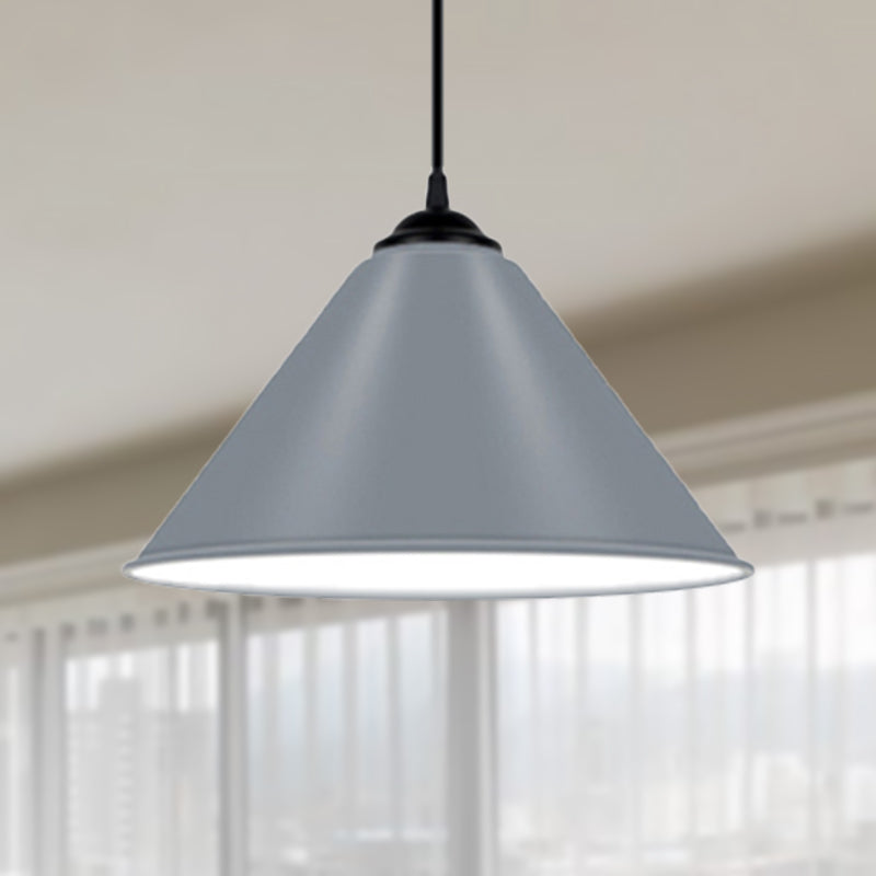 Modern Metal Cone Hanging Light - 1 Pink/Yellow/Green Pendant 12/14/16 Diameter
