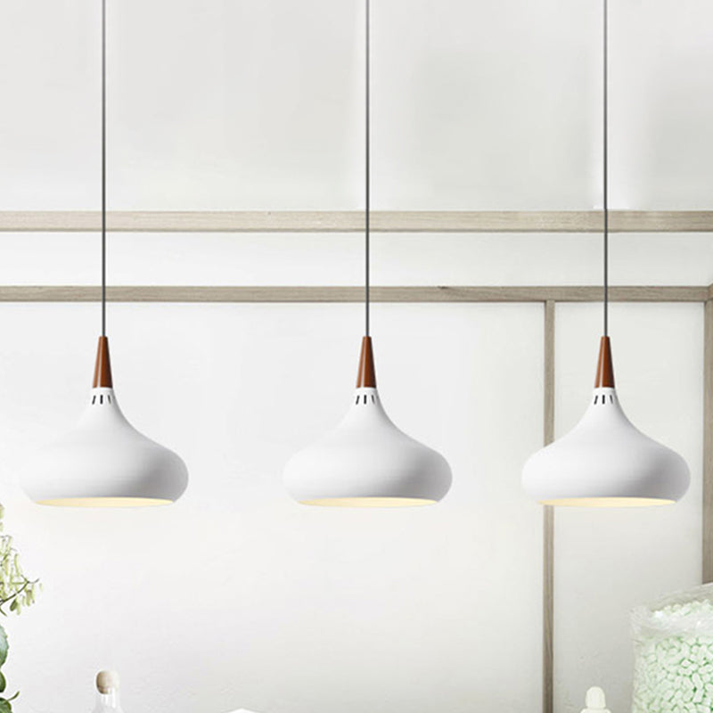 8/11/12W Teardrop Pendant Light Nordic Metal Black/White/Pink Hanging