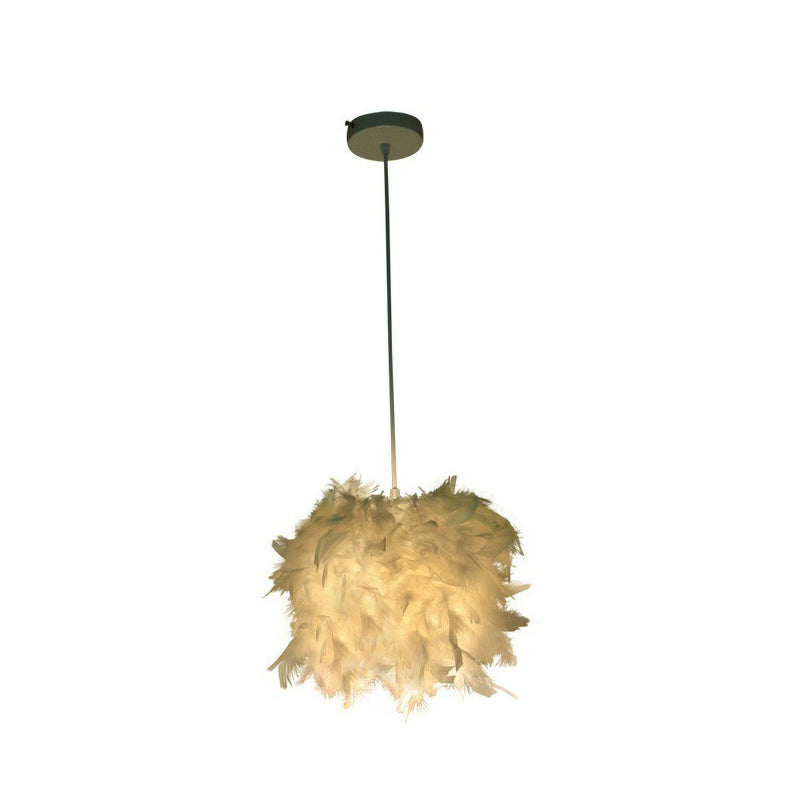 Sleek Feather Drop Pendant - Minimalist 1-Light White Hanging Light For Dining Room
