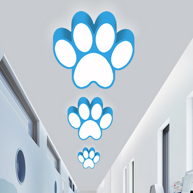 Hallway Home Paw Led Flushmount Ceiling Light - Acrylic Kids Lovely Design