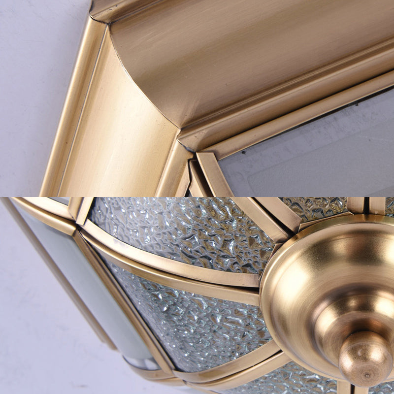 Traditional Water Glass Brass Cone Flush Mount Ceiling Light Fixture - 6/8/10 Bulbs Hallway Décor