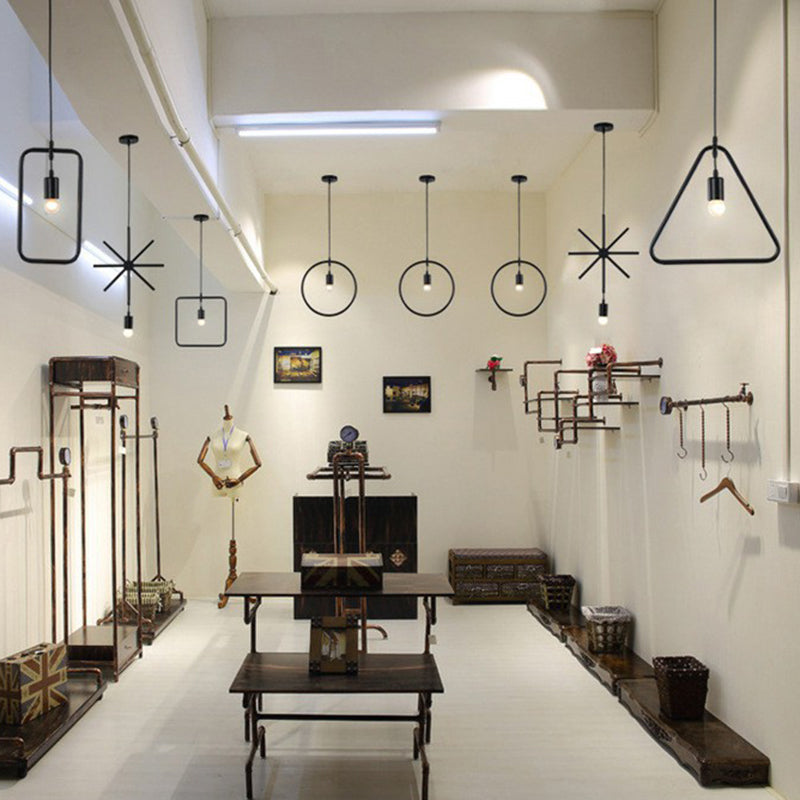 Geometric Single-Bulb Pendant Light: Industrial Metal Suspension For Dining Room