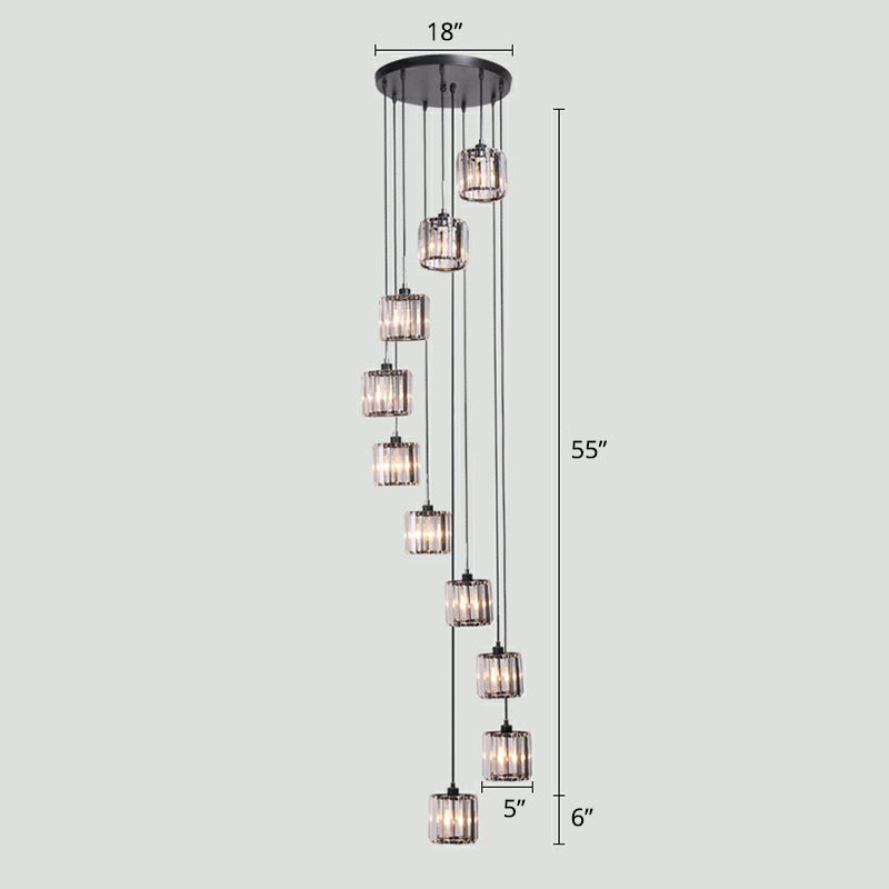 Modern Shaded Glass Multi Light Pendant Ceiling Lamp For Living Room 10 / Black