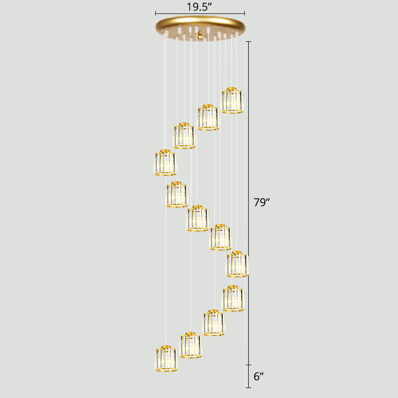 Modern Shaded Glass Multi Light Pendant Ceiling Lamp For Living Room 12 / Gold