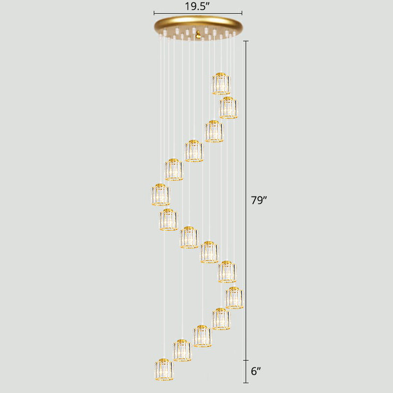 Modern Shaded Glass Multi-Light Pendant For Living Room Ceiling 15 / Gold