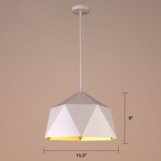 Rhombus Cut Metal Suspension Lamp - Loft Style Pendant Light For Living Room With 1-Light Fixture
