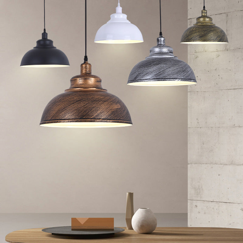 Factory Style Metal Pendant Ceiling Light - Bowl Shade Restaurant Hanging Lamp