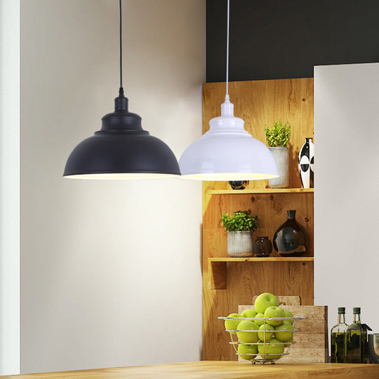 Factory Style Metal Pendant Ceiling Light - Bowl Shade Restaurant Hanging Lamp