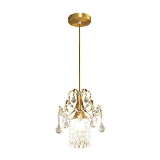 Gold Crystal Fringe Pendant Light For Dining Room - Traditional And Elegant