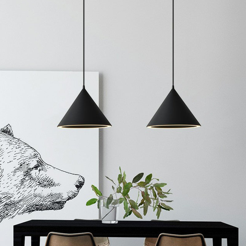 Nordic Style Aluminum Conic Pendant Light With Led For Dining Room Ceiling